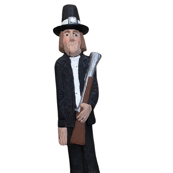 Vintage Ceramic Thanksgiving Pilgrim Stick People - Picture 7 of 9